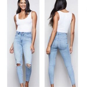 Good American Good Waist Jeans Raw Edge Distressed Style GWCFH367T Size 0 / 25